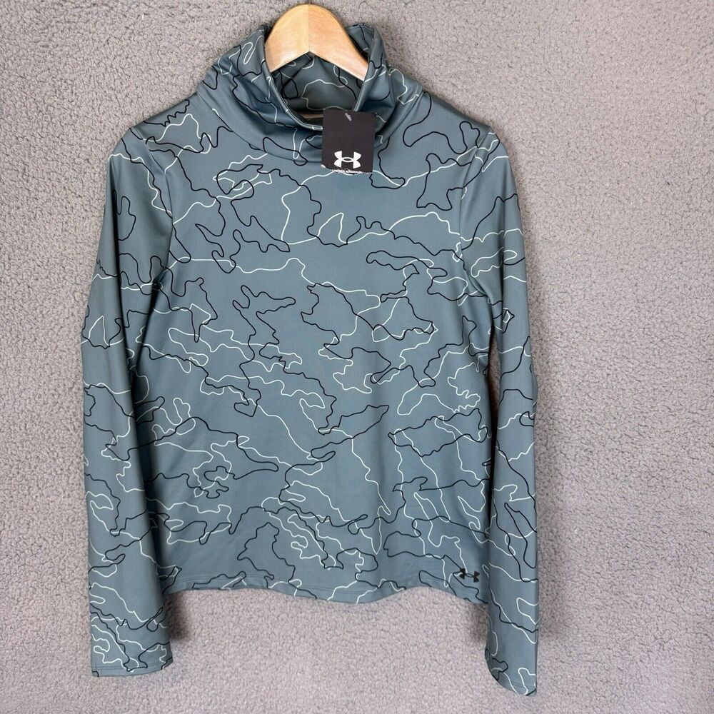 Under Armour Sweater Women's XS Green Camo Tech Mock Neck Long Sleeve Top NWT